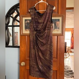 dressbarn Gold and Brown Textured Midi Dress